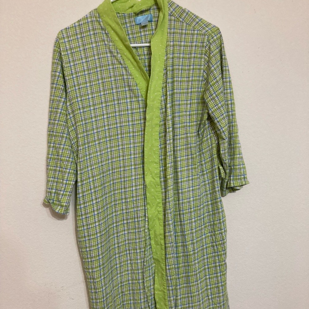 Green plaid dress robe